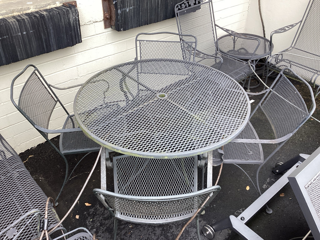 Cast Iron 41" Dining Table with 4 Arm Chairs (SET)