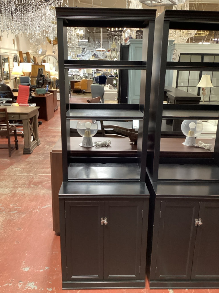 Pottery Barn cabinet with Bookcase hutch  24 x 23 x 75 each