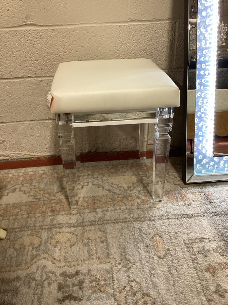 Elements Int. 29 Acrylic Vanity Stool in White 16x16x19