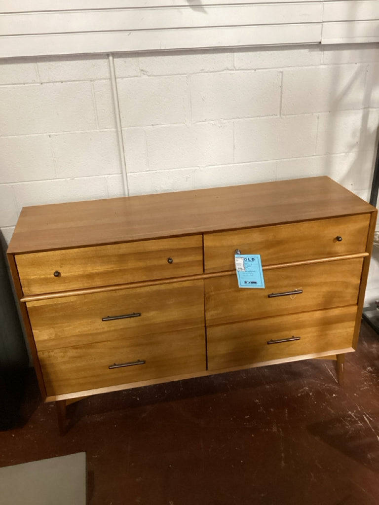 West Elm 6 Drawer Acorn Dresser 56" W x 18" D x 36" H AS FOUND