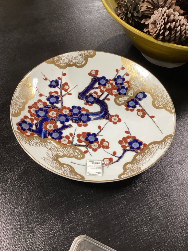 Vintage Japanese Arita Shuho Porcelain Charger 18" White, brown, blue