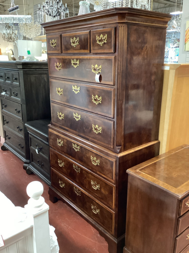 Henredon Aston Court Georgian mahogany highboy / 9 drwr 41 x 19 x 71