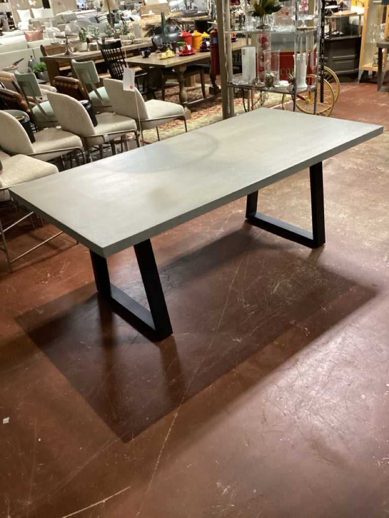 Four Hands Cyrus GREY Dining Table w Blk Base 39.5x79x30