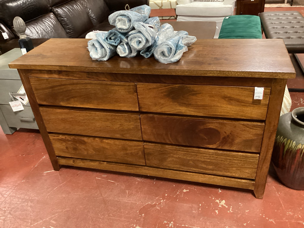Nadeau Solid Wood Six Drawer Dresser w/ Integrated Finger Pulls 59"W x 18"D x 34