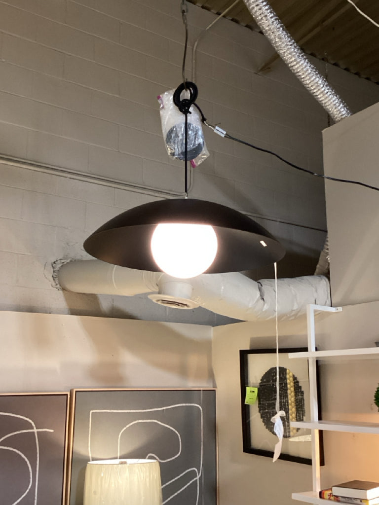 Danoise Pendant by Luminaire Authentik in Matte Black / Height 9", Diameter 24"