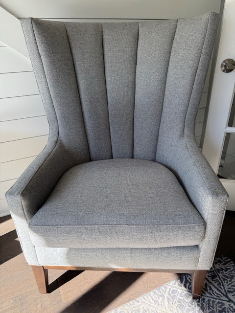 Four Hands Channelled Wing Chair-Chess Pewter 30x23x45