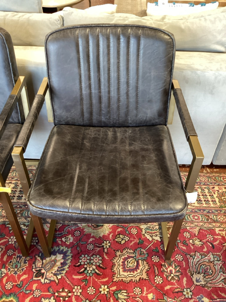 Mercana Accent/Dining Chair Blk w/ brushed brass 23x24x33