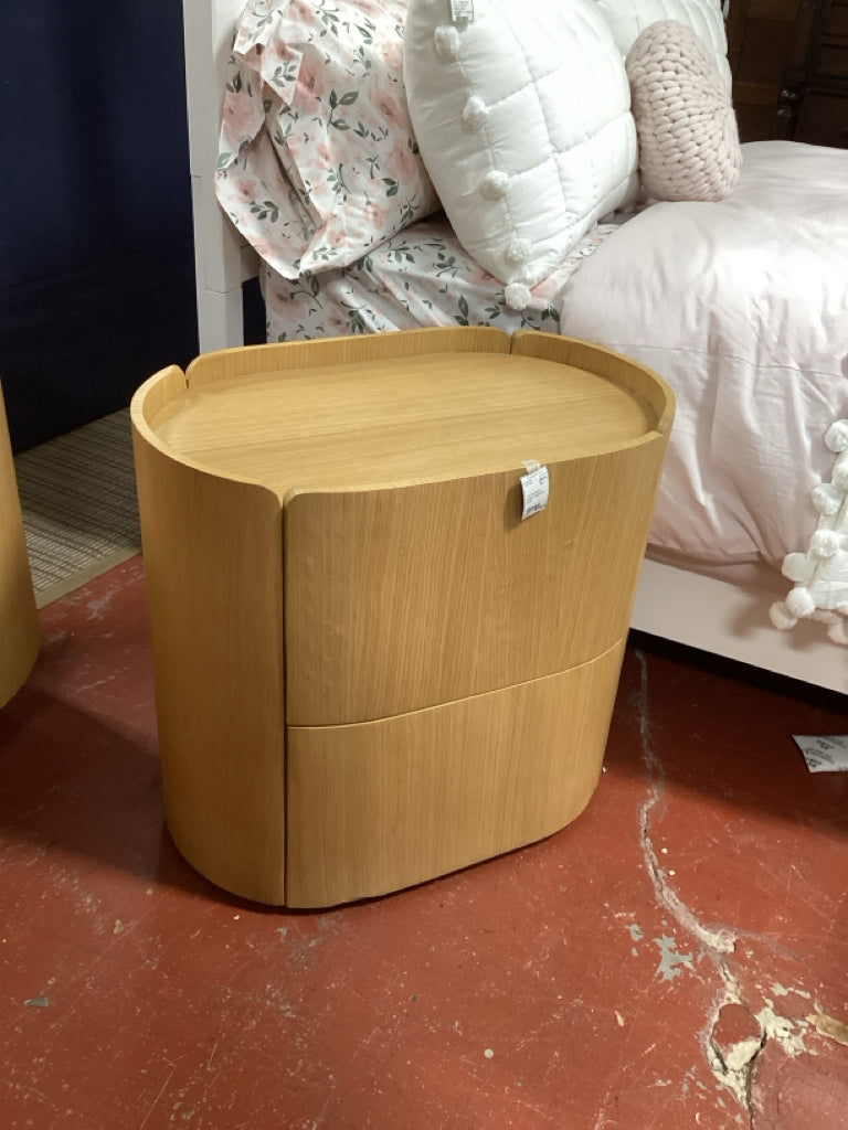 Oval Bamboo 2 Drawer Nightstand 29x26