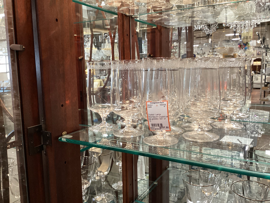 Crystal / Lenox Moonspunn Crystal ice tea goblets / SET of 12