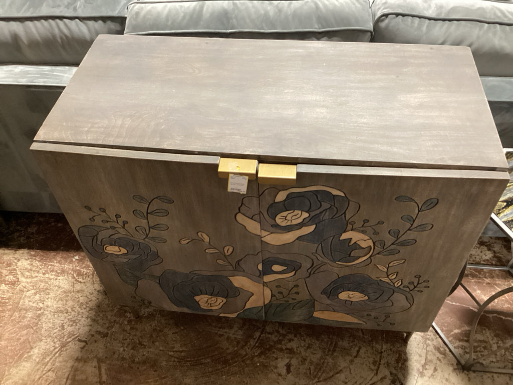 Hand Painted Grey Cabinet 19x35x39