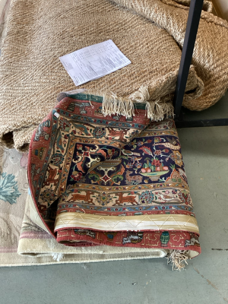 Persian Rug Hand Woven Wool Green, Blacks and Rust 10x12