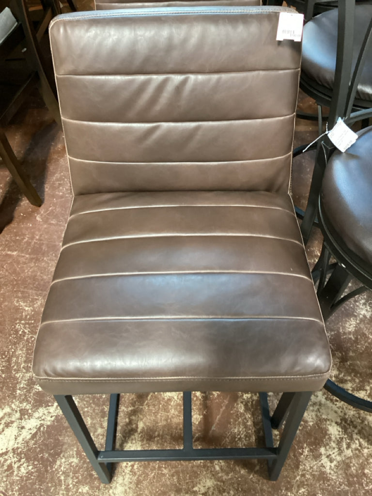 Brown Faux Leather Counter Stool 29" (PAIR)