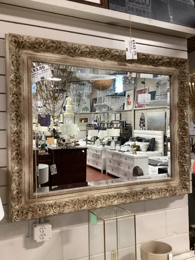 Vintage Ornate Framed Beveled Mirror 40" X 50"
