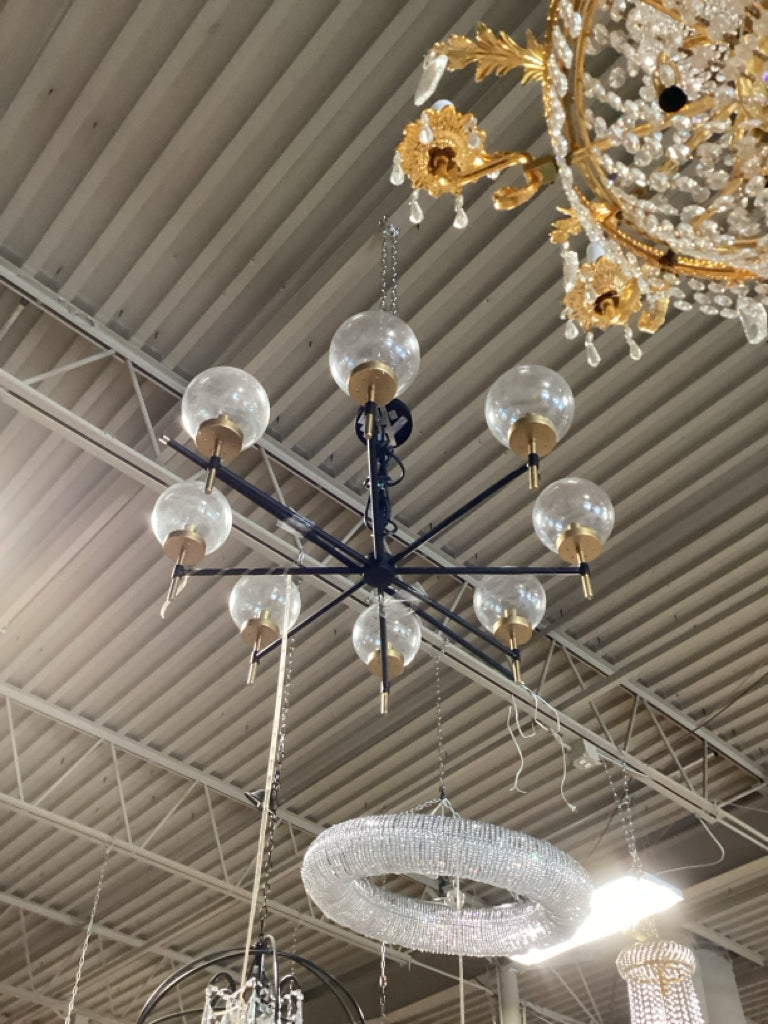 Pottery Barn  Black Camryn Globe Round Chandelier 36" 8 lights