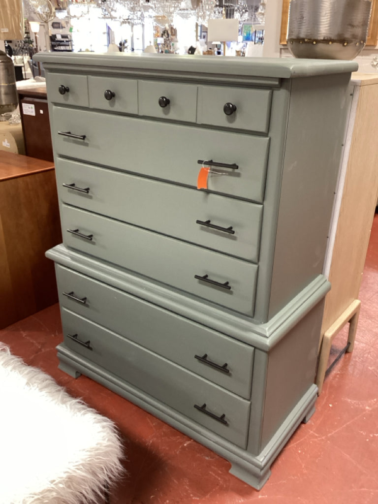 Chest of Drawers / 5 drawer pewter green chest / 38 x 18 x 52 high