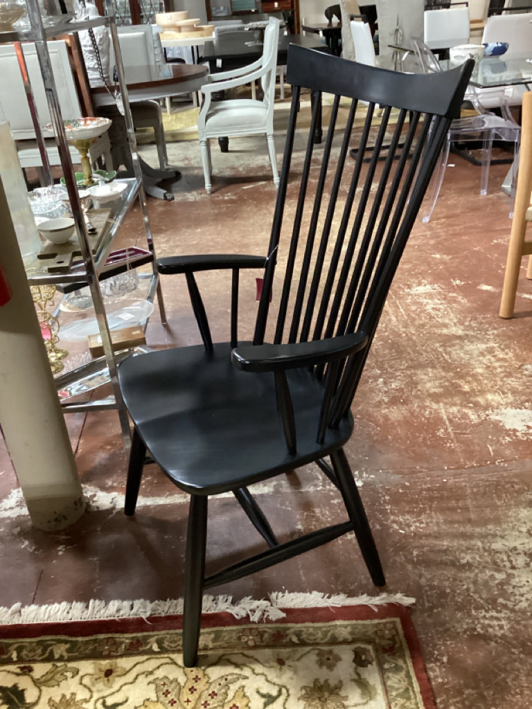 Black Wood Dining Chair w Arms SET of 2