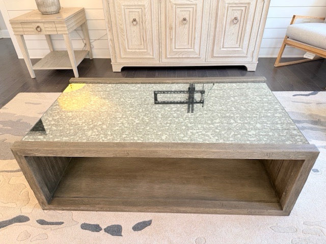 Four Hands Finley Coffee Table 35x30x13 Mercury Glass & Wood