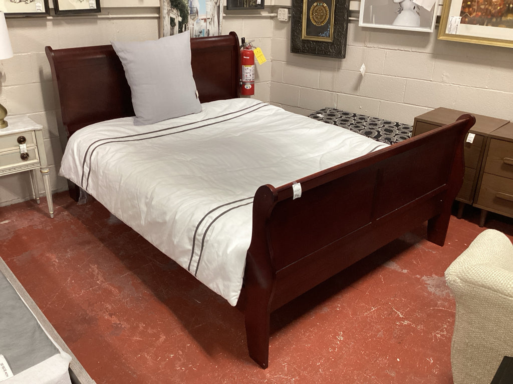 Queen Cherry Sleigh Bed HB FB Rails