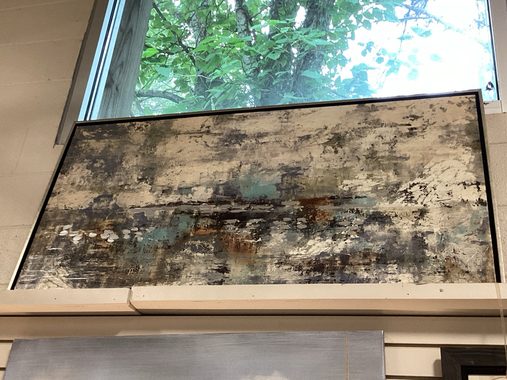 Contemporary Abstract Floating Silver & Black Frame Versatile Palette Art 27" X