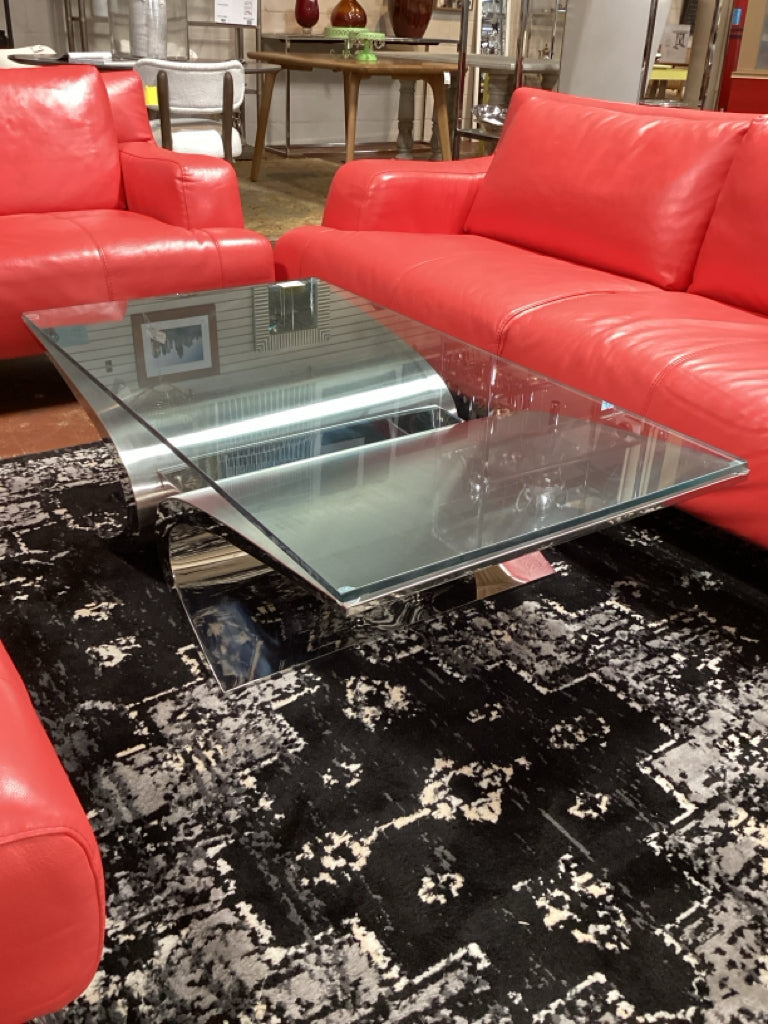 Contemporary Coffee Table / chorme & glass