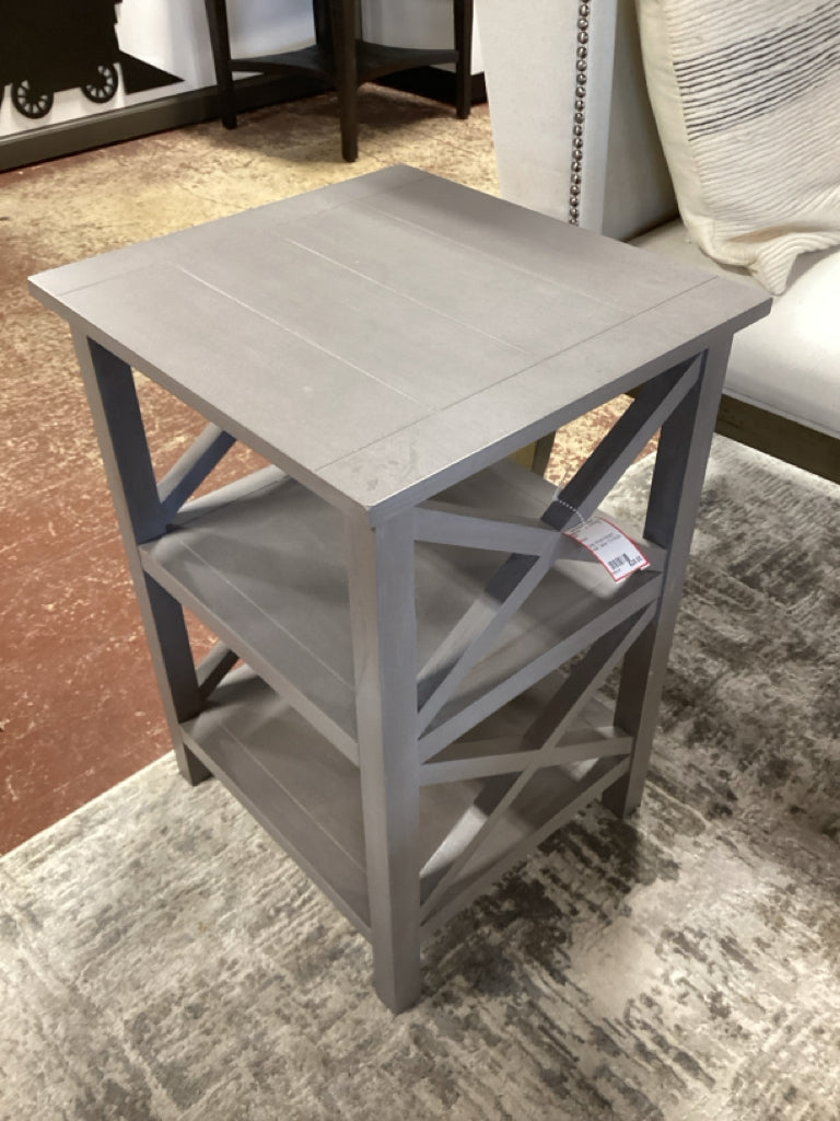 Grey Wood Accent Side Table 17x16x24