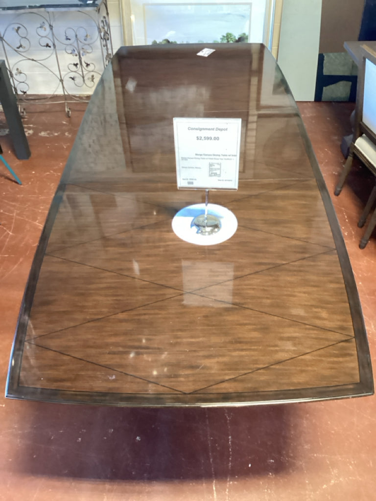 Marge Carson Dining Table w/ Inlaid Wood Top 73x46x31 + 26"leaf