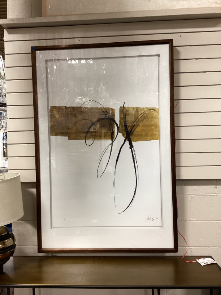 Framed Art  Abstract Black-Gold 47 X 62