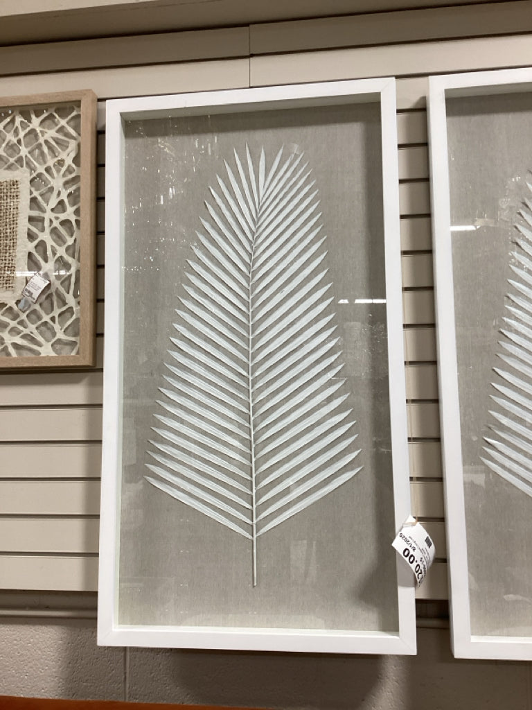Williams Sonoma Framed Long Leaf Shadowbox Art   24x44