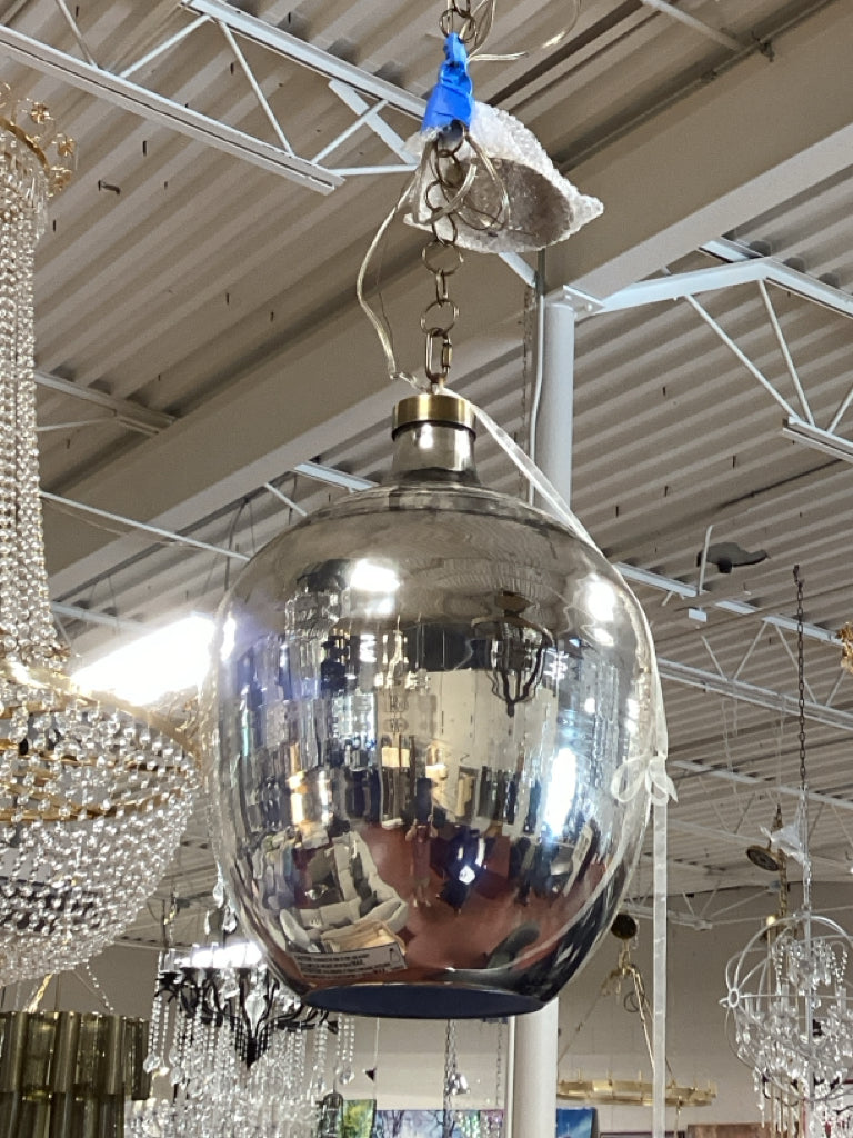 Large Mercury Glass Pendant Lamp 32"H  X 13" W