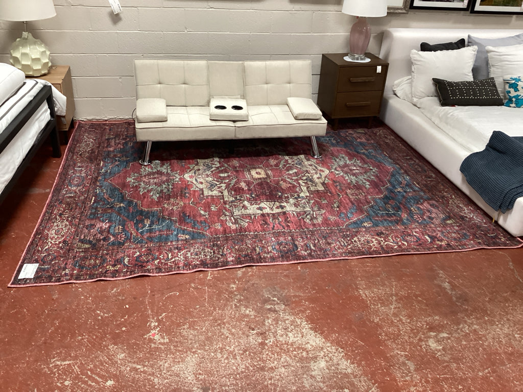 7'10"X10' Rug Vindage Pink Blue and Red