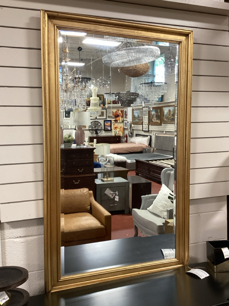 Large Decorative Beveled Gold Framed Mirror 36" X 61"