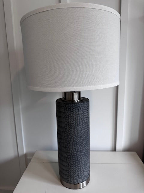 Surya Buchanan Table lamp; faux croc texture in grey; 29"