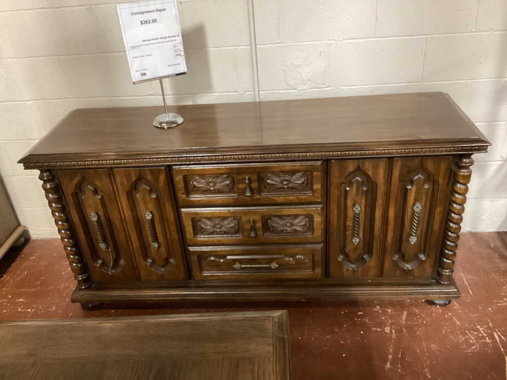 Georgia Pacific Vintage Wooden Sideboard  Sideboard 65"  X 32" X 19"