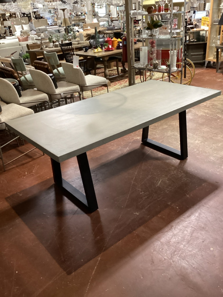 Four Hands Cyrus GREY Dining Table w Blk Base 39.5x79x30