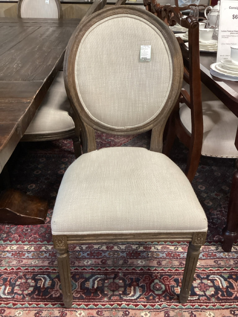 RH French  Dining Chair in Brown Oak/Performance Linen Set of 8