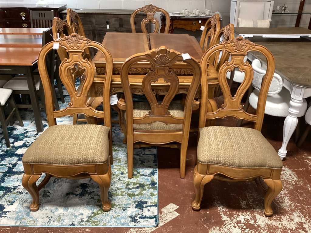 Bernhardt Antiquarian Rectangular Dining Set, 2 Leaves, w/ 8 Chairs 78x44x30x