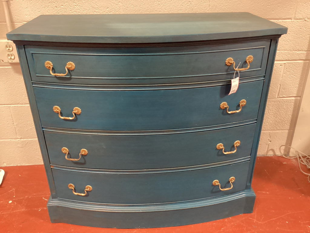 Chest of Drawers / bow front 4 drawer /green /36 x 18 x 33 high
