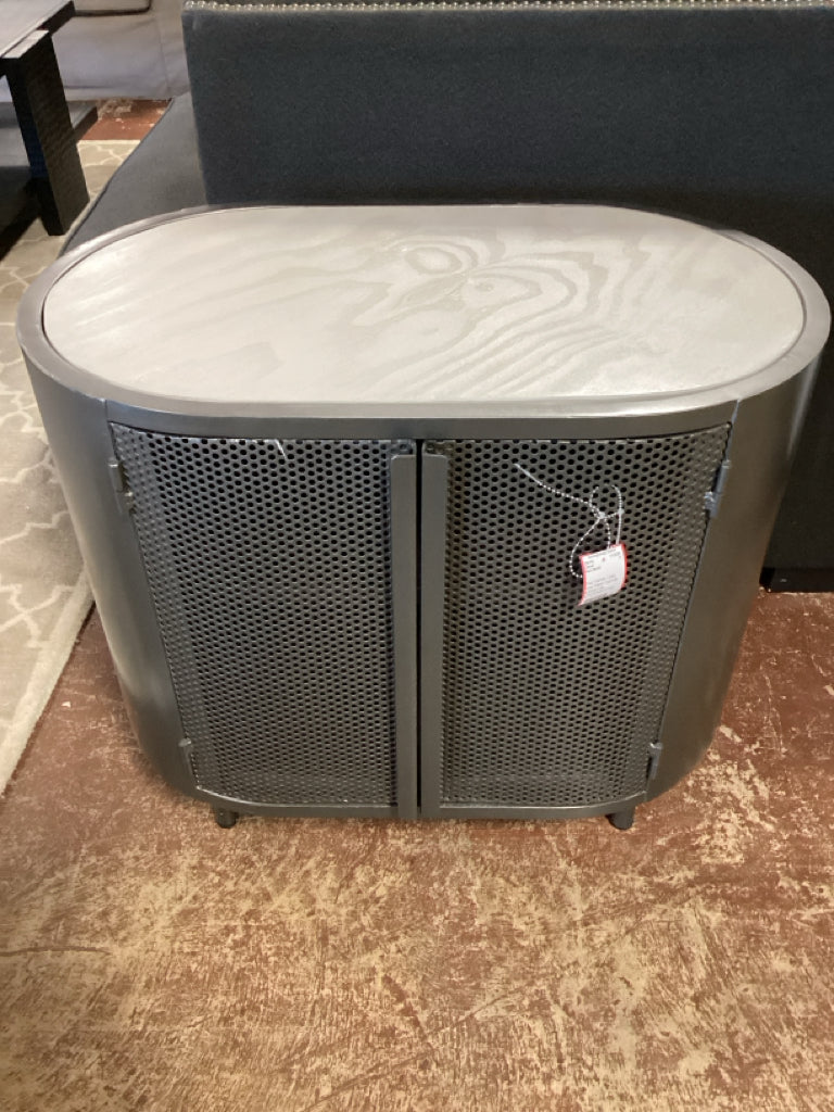 Four Hands Libby Oval Metal Cabinet w/wood top 27"x16"x24.5 High