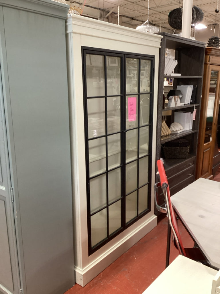Ballard Design Cream Cabinet with Glass Doors and 1 Glass Shelf  46x81h