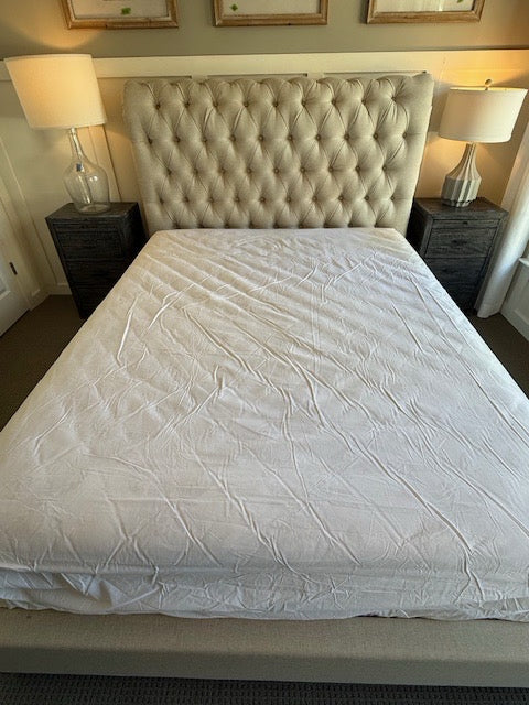 QUEEN Tufted Linen Bed HBFB Rails