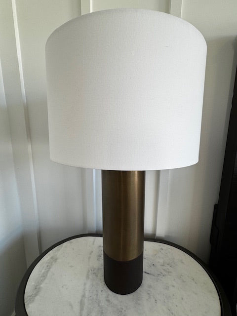 Surya Nelson lamp, leather & brass; 27â€