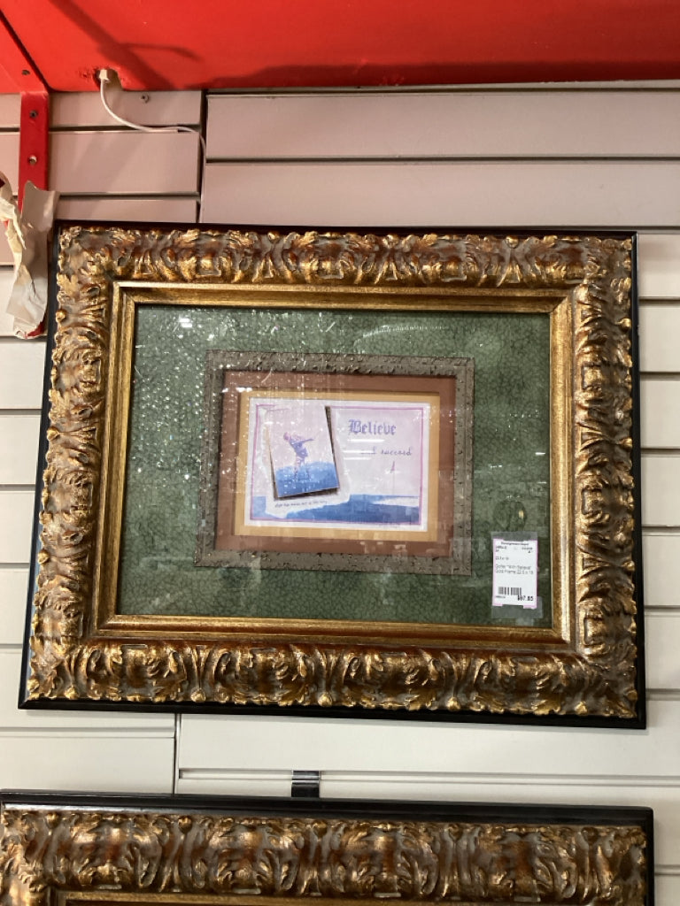 Golfer "With Believe" Gold Frame 22.5 x 19