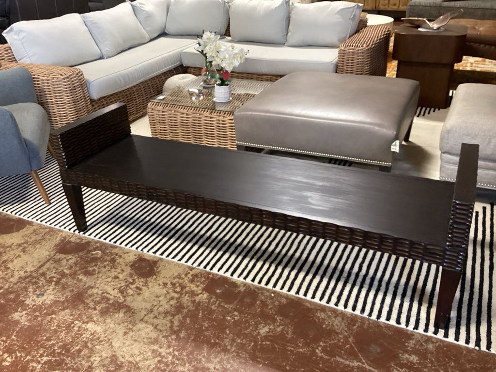 Authentic Adrianna Shamaris Luxury Hand-Carved Solid Teak Bench w/ Espresso Fini