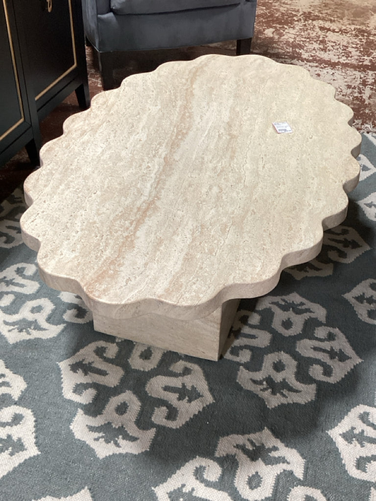 Scalloped Indoor/Outdoor Coffee Table 48.4x14.75D x 30"H  4UYPNUB5