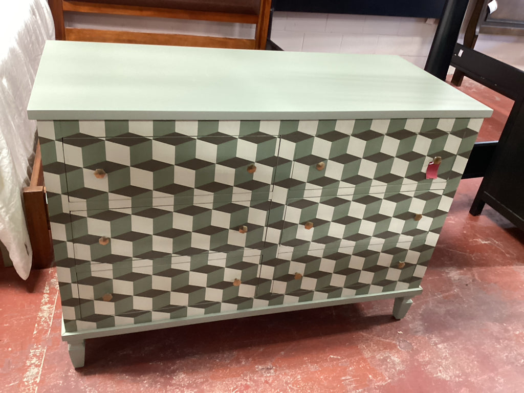 Ballard Design Chest / 6 drawer  multi green 51 x 23 x 36