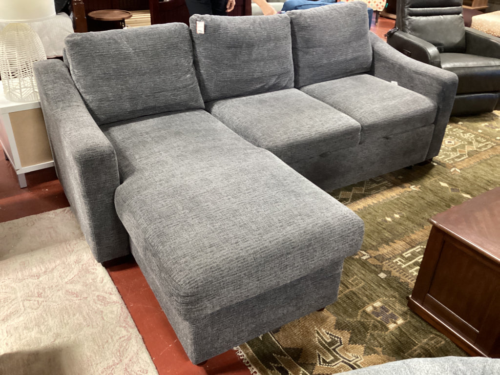 Fabric Sleeper Sofa with storage Chaise Gray 90 x 66