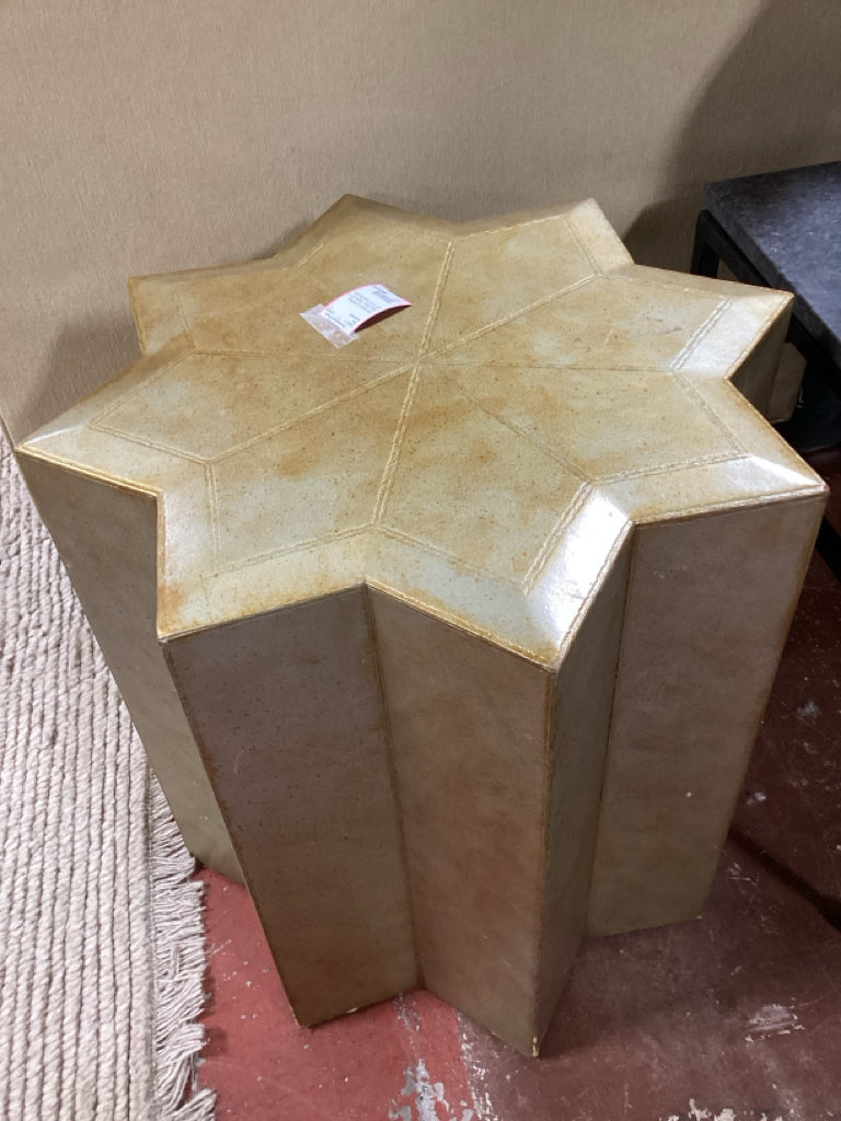 Henredon Leather Star Side Table 22" X 22" X 21" (as found)