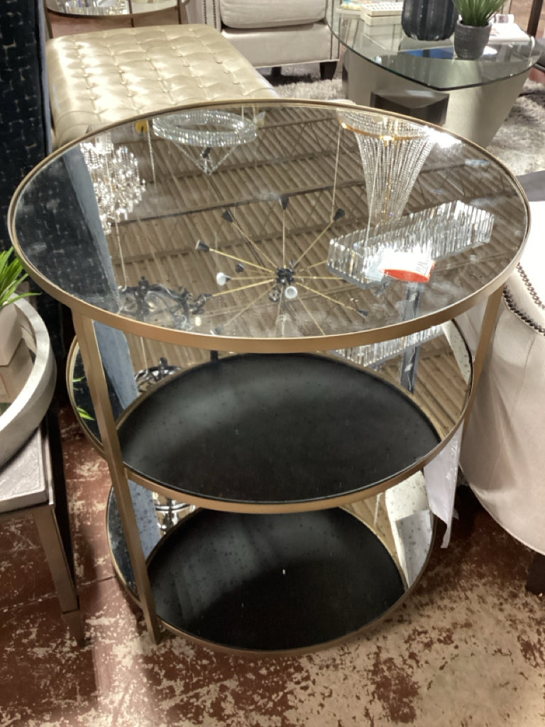 Arteriors Percy 3 Shelves Gold/Glass End Table 28wx30Dx28H 2njtxnnh