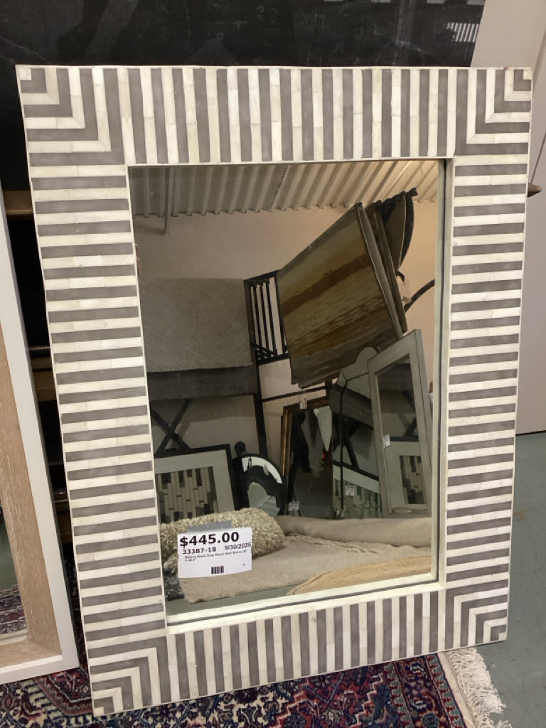 Malena Bone Gray Resin Wall Mirror 30" X 40.5"