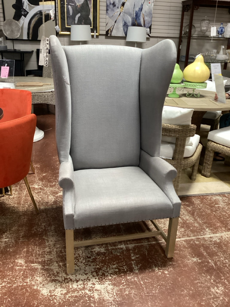 Restoration Hardware  Wingback Chair  Weathered Oak 51x25x21